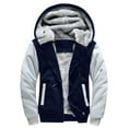thumbnail image 1 of Beiwei Men Sherpa Lined Color Block Outwear Hooded Slim Fit Sweater Jacket Mens With Pockets Sport Fleece Sweatshirt Blue Gray 2XL, 1 of 2