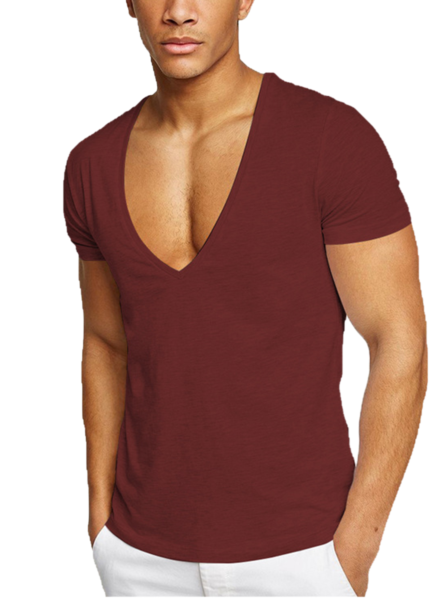 Mens deep v neck t shirts online