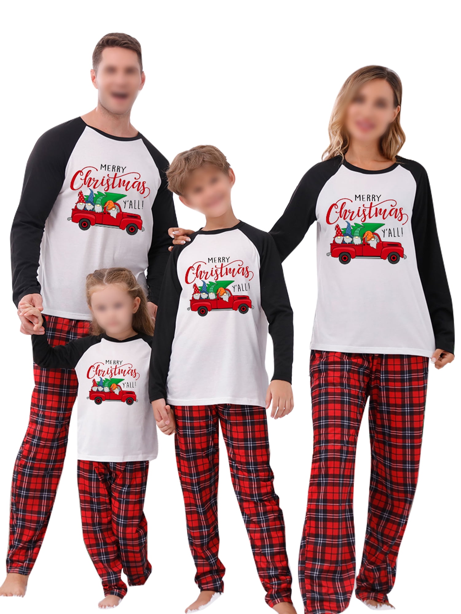 Beiwei Mommy Dad Child Casual Tops And Pants PJ Sets Crew Neck Xmas Pjs ...