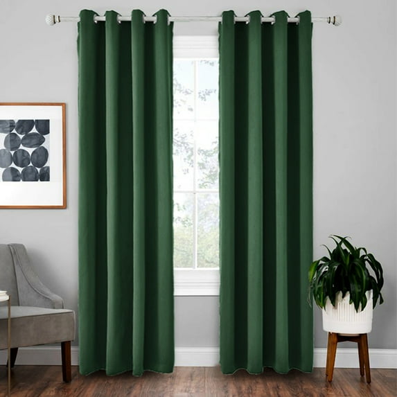 Beiwei Single Curtain Panel Eyelet Ring Top Blackout Window Curtain Grommet Room Darkening Curtain Thermal Insulated Window Drapes For Bedroom,Living Room Dark Green W:52"xL:95"