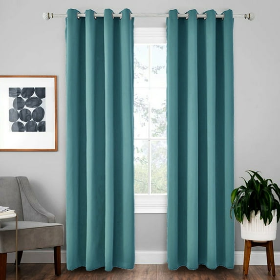 Beiwei Single Curtain Panel Eyelet Ring Top Blackout Window Curtain Grommet Room Darkening Curtain Thermal Insulated Window Drapes For Bedroom,Living Room Lake Blue W:52"xL:84"