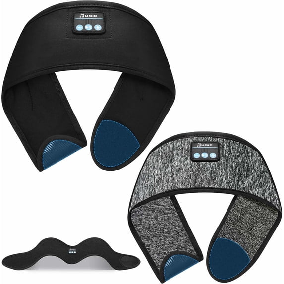 Beixiya 2‑Pack Bluetooth 5.4 Sleep Headband Headphones, Soft Breathable Wireless Sleeping Earphones with Adjustable Magic Tape for Side Sleepers Yoga Travel Workout