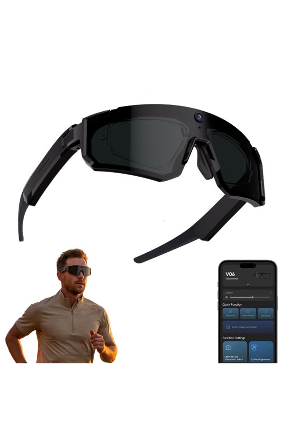 AI Smart Glasses with 8MP HD Camera, 4K Video Stabilization, Bluetooth Smart Sunglasses with UV Protection, Voice Assistant, Long Battery Life, Waterproof for Men Women Outdoor Sports