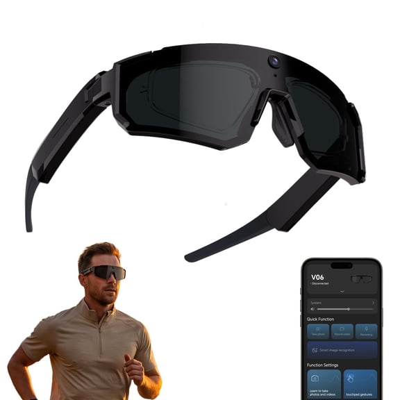 Beixiya AI Smart Glasses with 8MP HD Camera, 4K Video Stabilization, Bluetooth Smart Sunglasses with UV Protection, Voice Assistant, Long Battery Life, Waterproof for Men Women Outdoor Sports