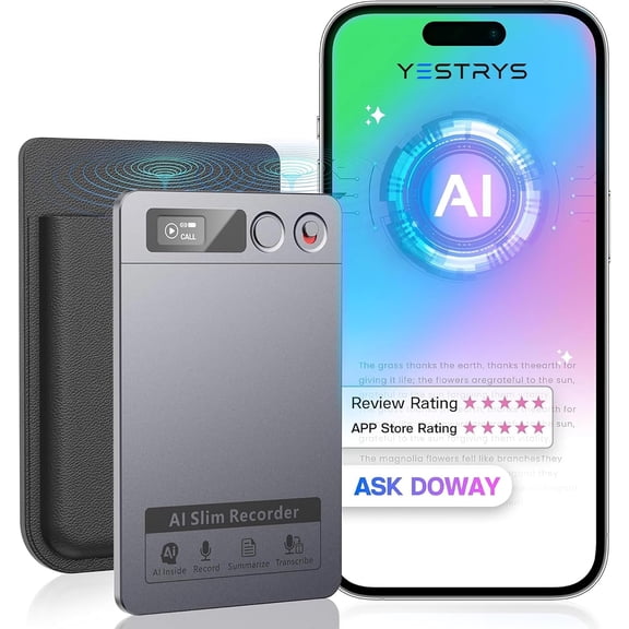 Beixiya AI Voice Recorder, SpeechtoText Transcribe & Summarize, AI Noise Cancellation, 152 Languages, 64GB Storage APP Control for Lectures Meetings Phone Calls