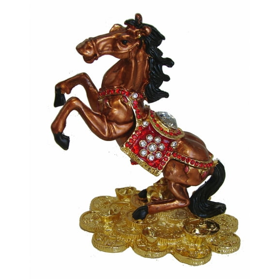 Bejeweled Cloisonne Brown Windhorse Statue