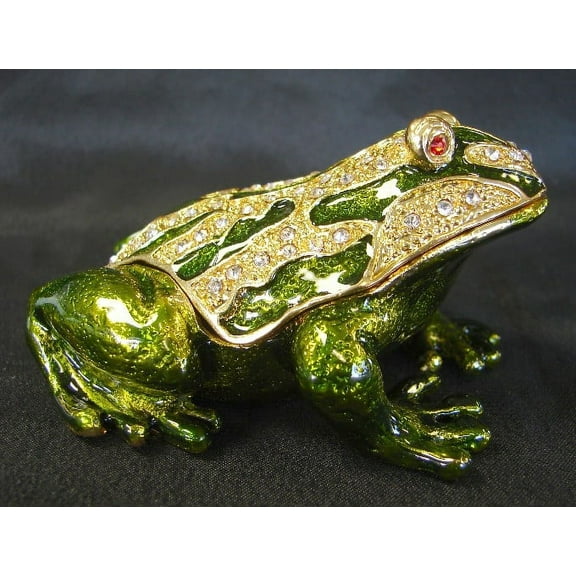 Bejeweled Metal Money Frog