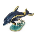 thumbnail image 1 of Bejeweled Multi Color Finish DOLLY DYLAN Blue Dolphin Baby Trinket Box, 1 of 8