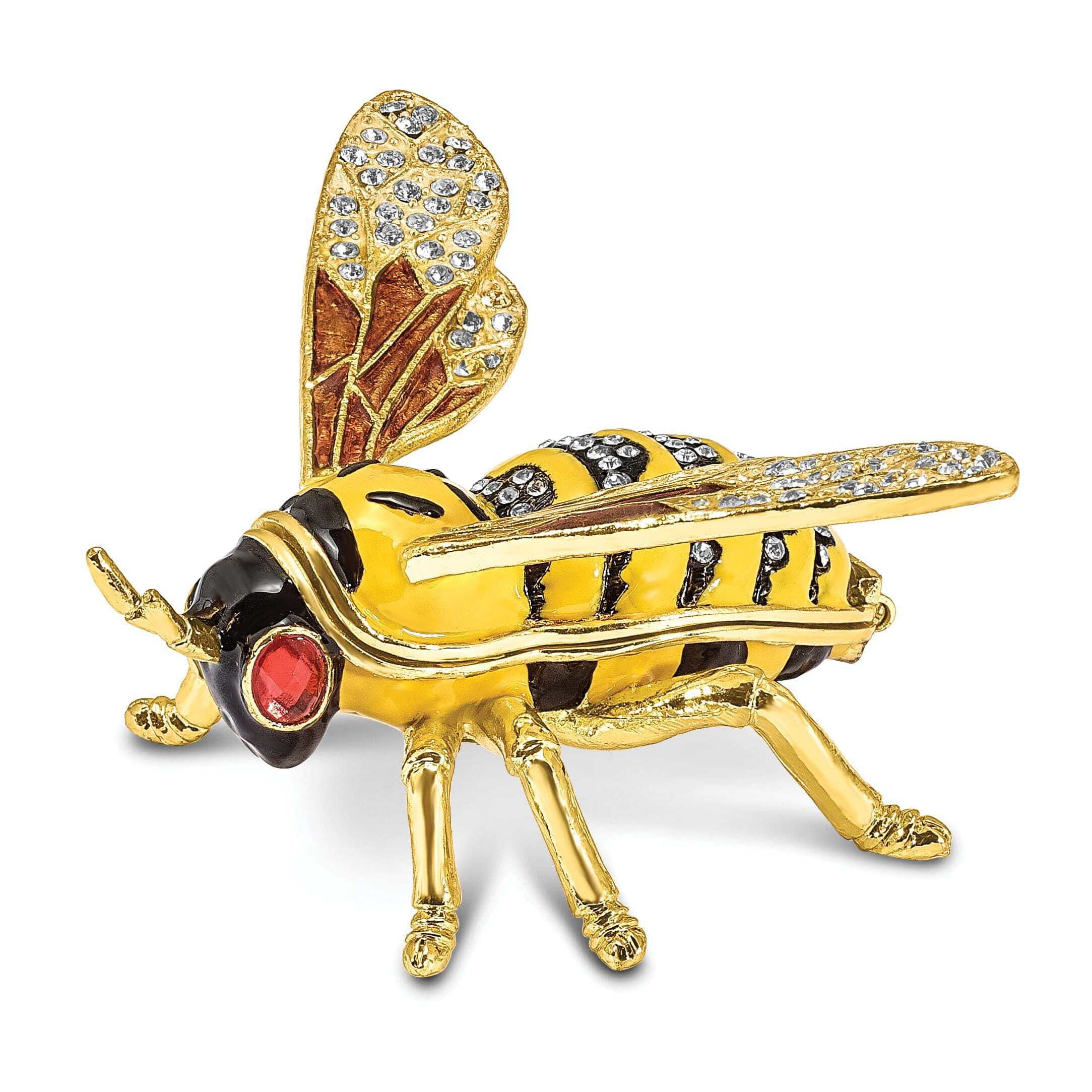 LUXURY GIFTWARE BY JERE Bejeweled Pewter BUZZ Bumblebee Trinket Box Design