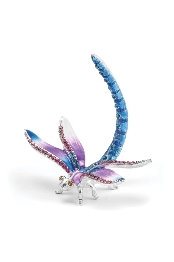 Bejeweled Pewter Multi Color Finish DIVA Dragonfly Ring Holder