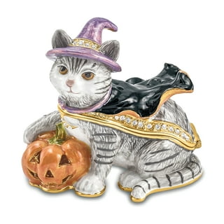 Bejeweled Serena Halloween Cat Trinket Box Bejeweled Serena Halloween Cat Trinket Box