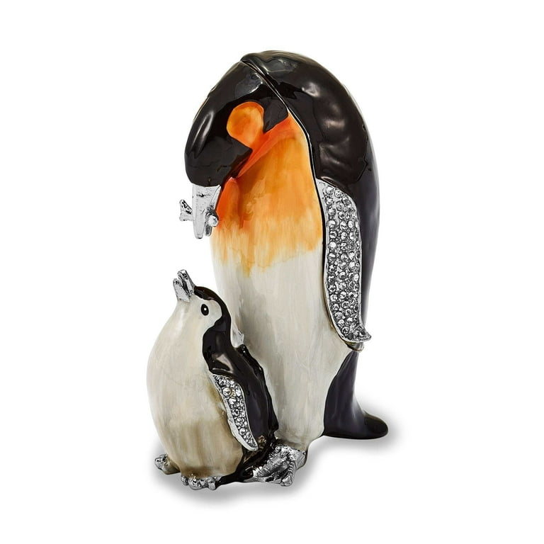 Bejeweled Emperor Penguin And Baby Trinket Box Bejeweled Emperor Penguin And Baby Trinket Box