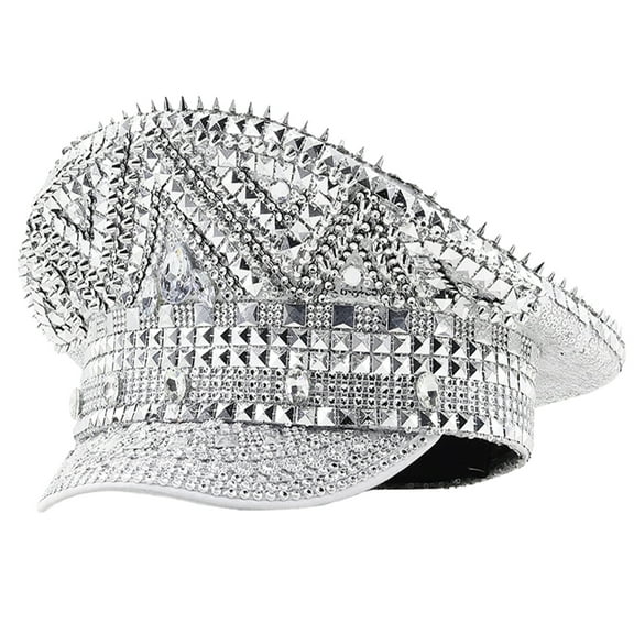 Bejeweled Rhinestones Captain Hat Headwear Sailor Hat for Bachelorette Party Hat Versatile for Club Stage