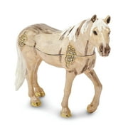 LUXURY GIFTWARE BY JERE Bejeweled Wild Pony Champagne Trinket Box with Charm Pendant