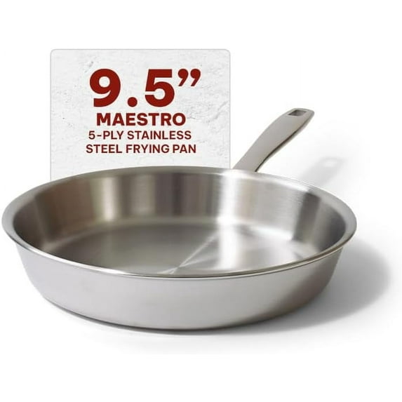 Beka Maestro Frying Pan Skillet - Stainless Steel Pan for Stainless Steel Cookware Set 5-Ply Construction, Oven Safe, Nonstick Frying Pan, Lead & Cadmium Free, Non Toxic Cookware - 9.5 Inch