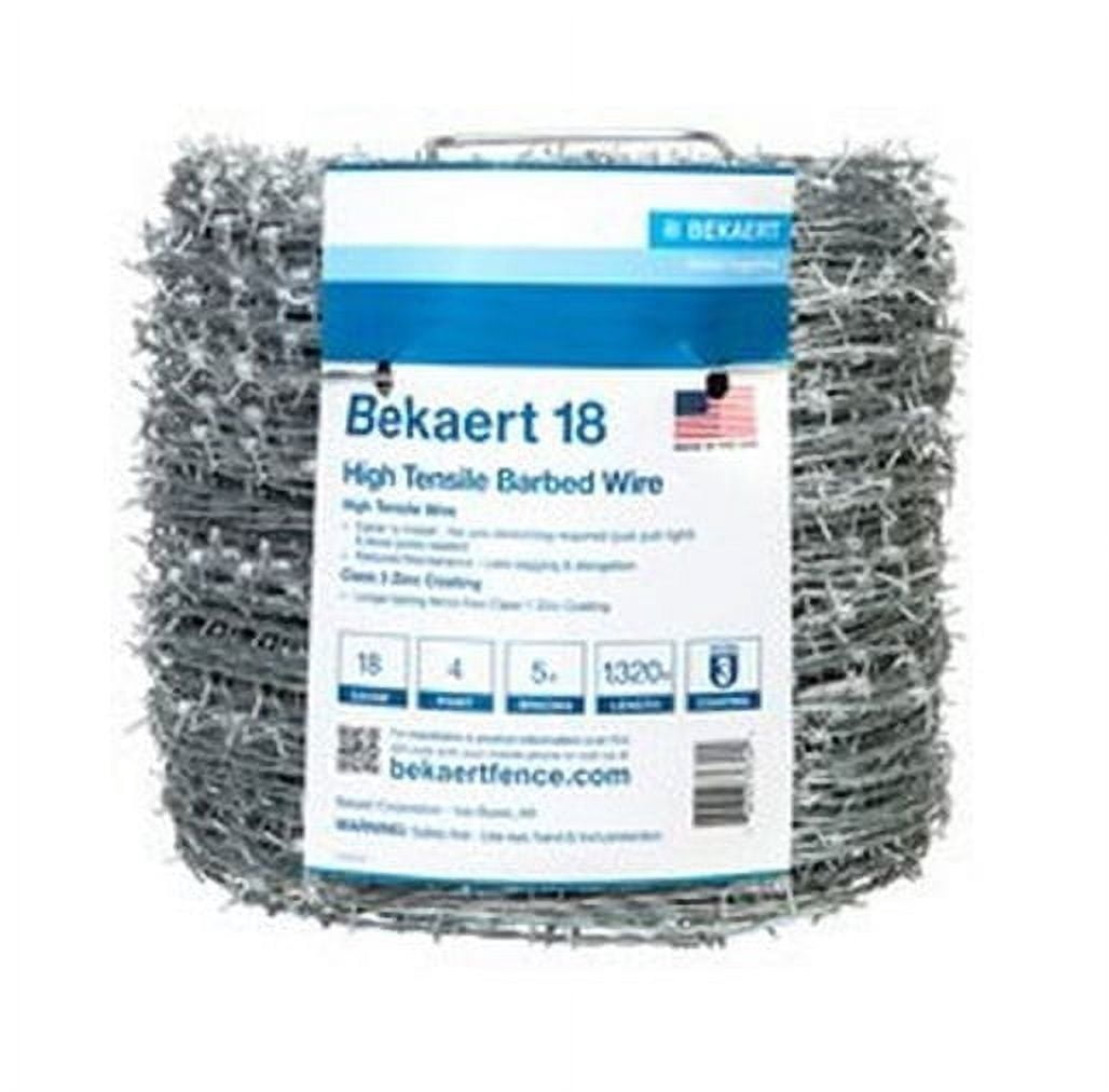 Bekaert 118230/177495 4-Point Barbed Wire, 1320 ft L, 5 ft Barb, Galvanized