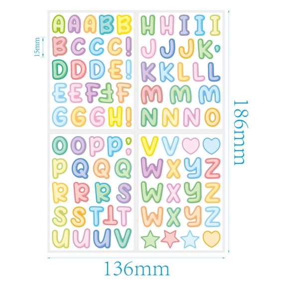 Bekayaa 6Sheets Letter Stickers, Colorful, Waterproof, Self-Adhesive, 6 Sheets, ABC Alphabet Stickers for Crafts, Mailboxes, Store Signs