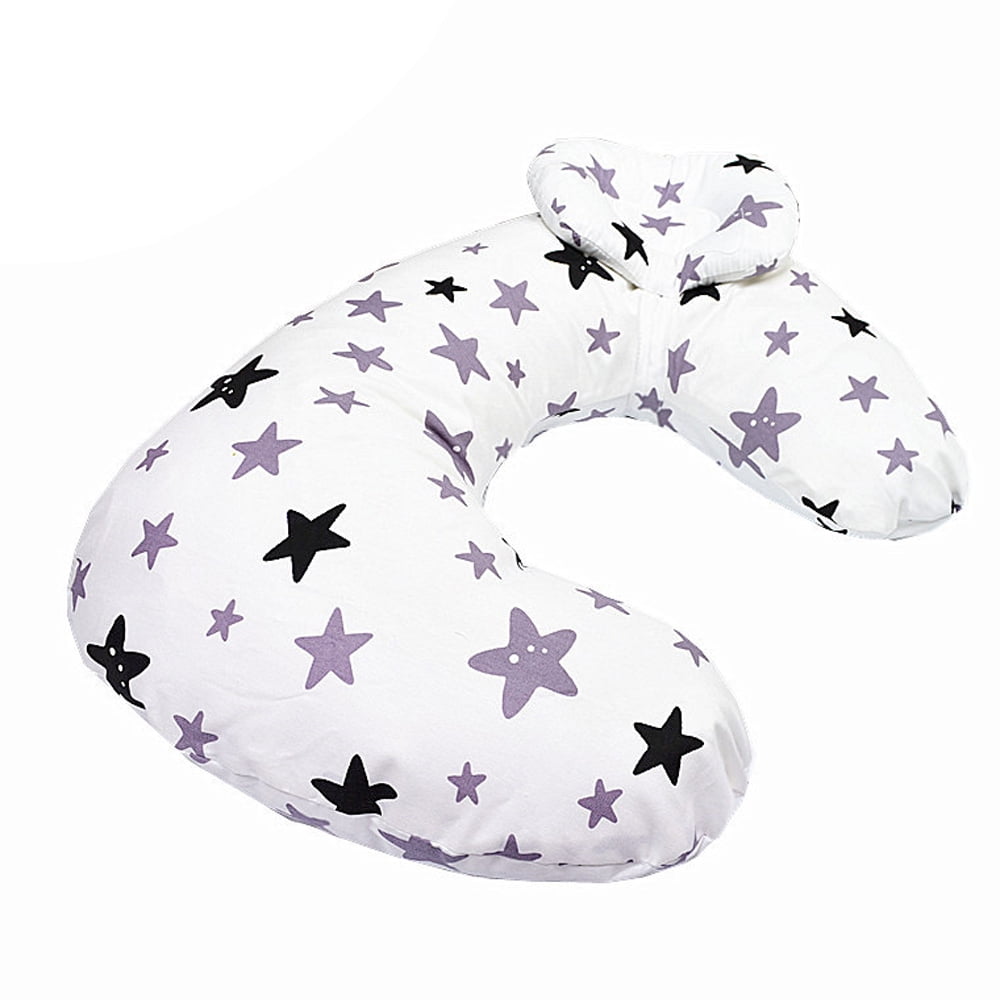 Bekayaa Breastfeeding Pillow, Snug Fit, Star Patterned Cover, Comfortable Support for Moms, Purple, Sold Individually