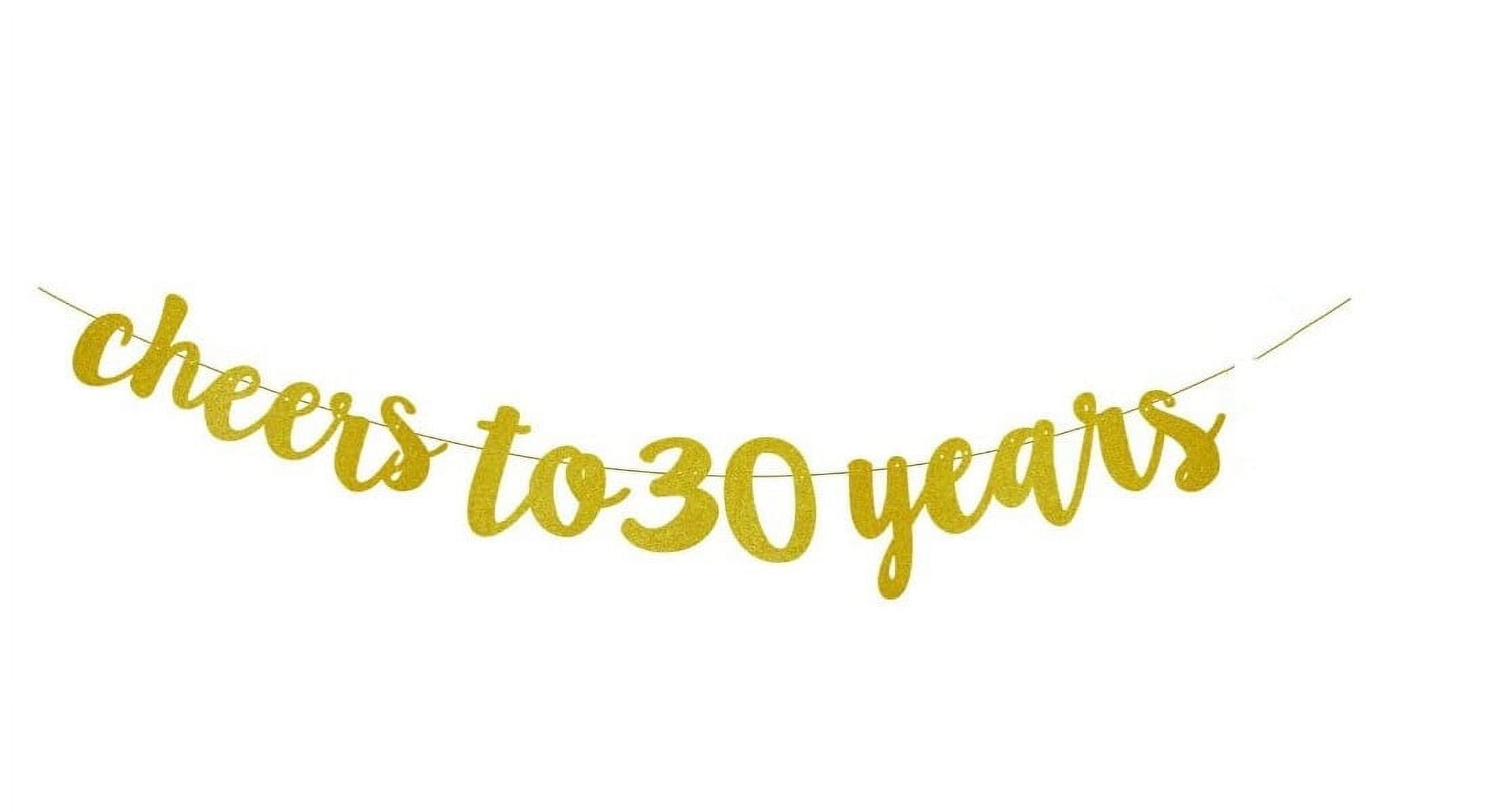Bekayaa Cheers to 30 Years, Gold Glitter, Large Text Banner, Premium Cardstock, High Visibility, 30th Anniversary, Birthday Decor, 1pc