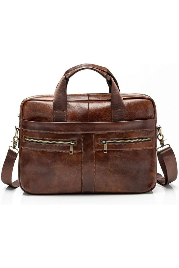 Genuine Leather Briefcase for Men with Padded Protection for 14 inch Laptop