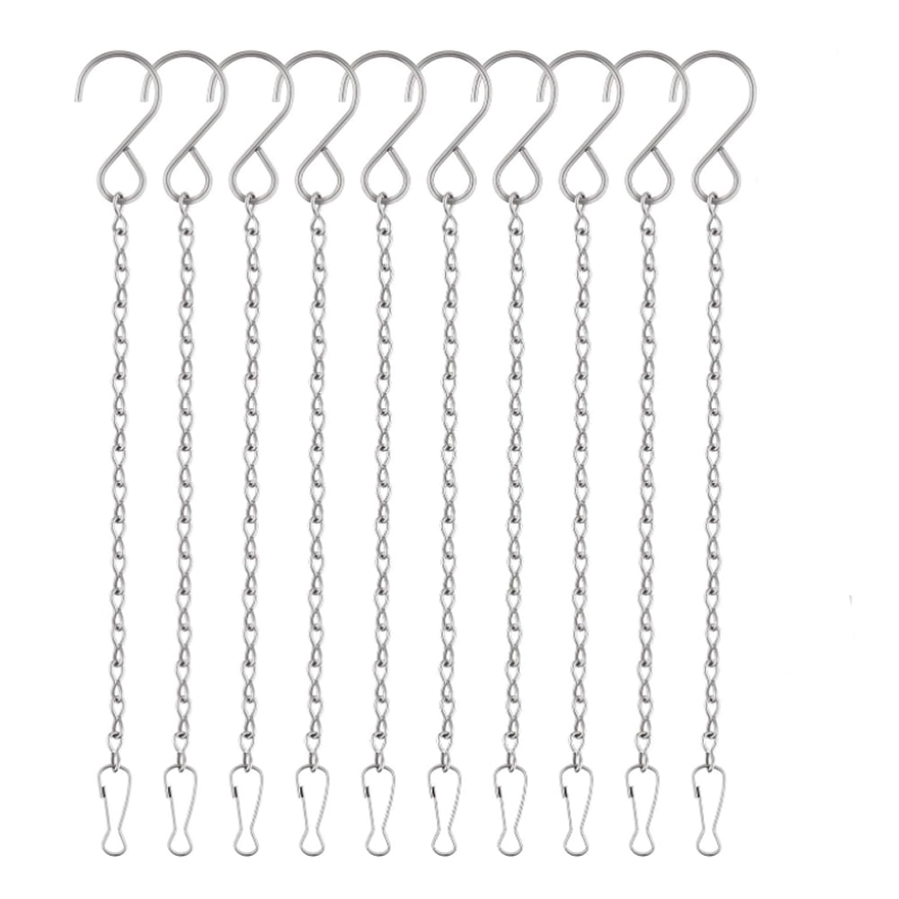 Bekayaa Hanging Chain Set, 10 Pack Silver Coated, Supports Bird Feeders, Planters \u0026 Decorative Ornaments