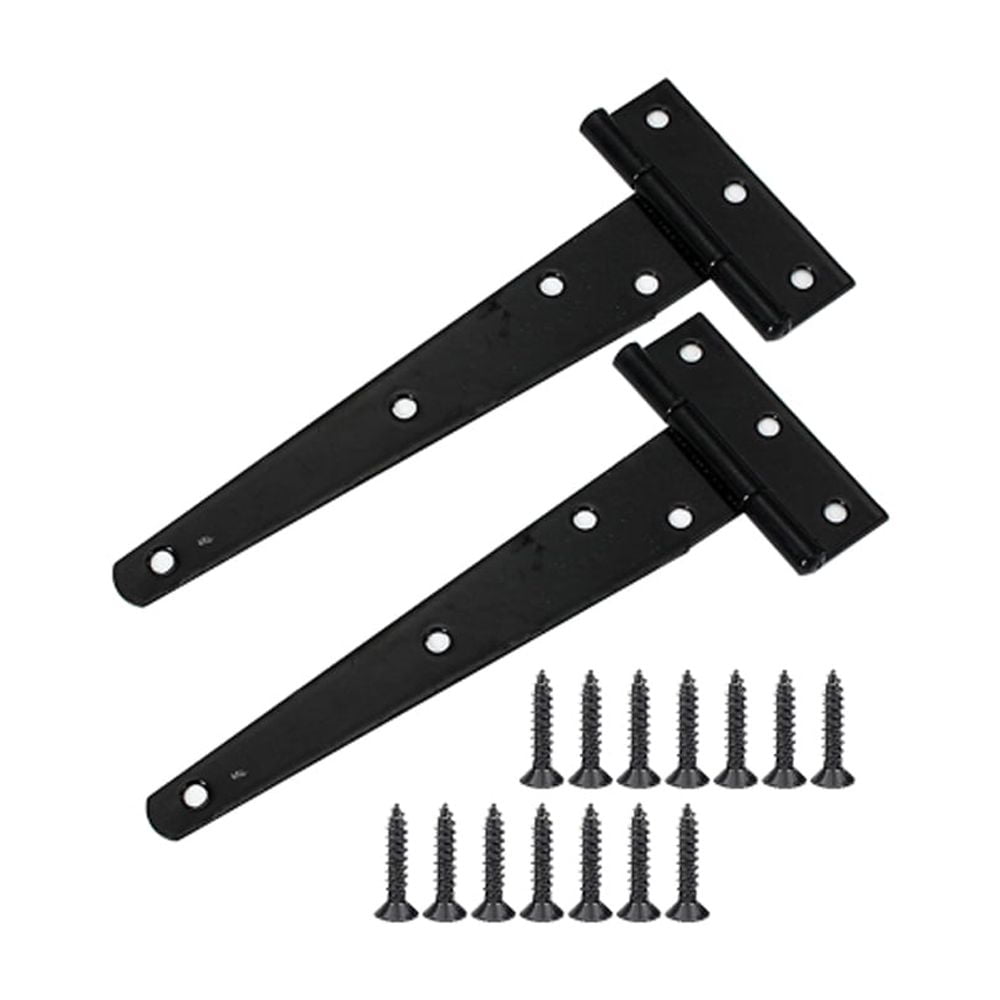 Keypak 2 Pack 450mm (18") T-Hinges Black Japanned, Heavy Duty Metal Tee Hinges With Rustproof Coating, Ideal For Large Wooden Gates, Barn, Garage & Shed Doors