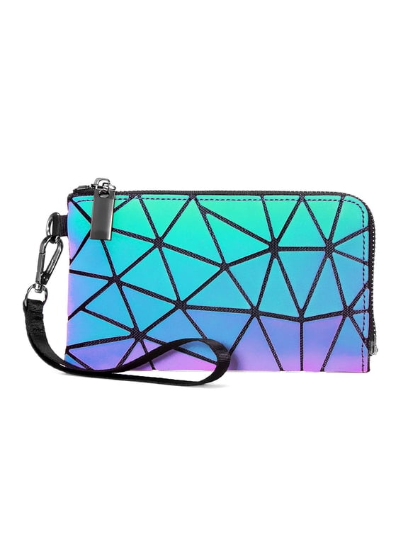 Holographic Reflective Backpack Wallet, Geometric Diamond Luminous, Women's, 1 Piece