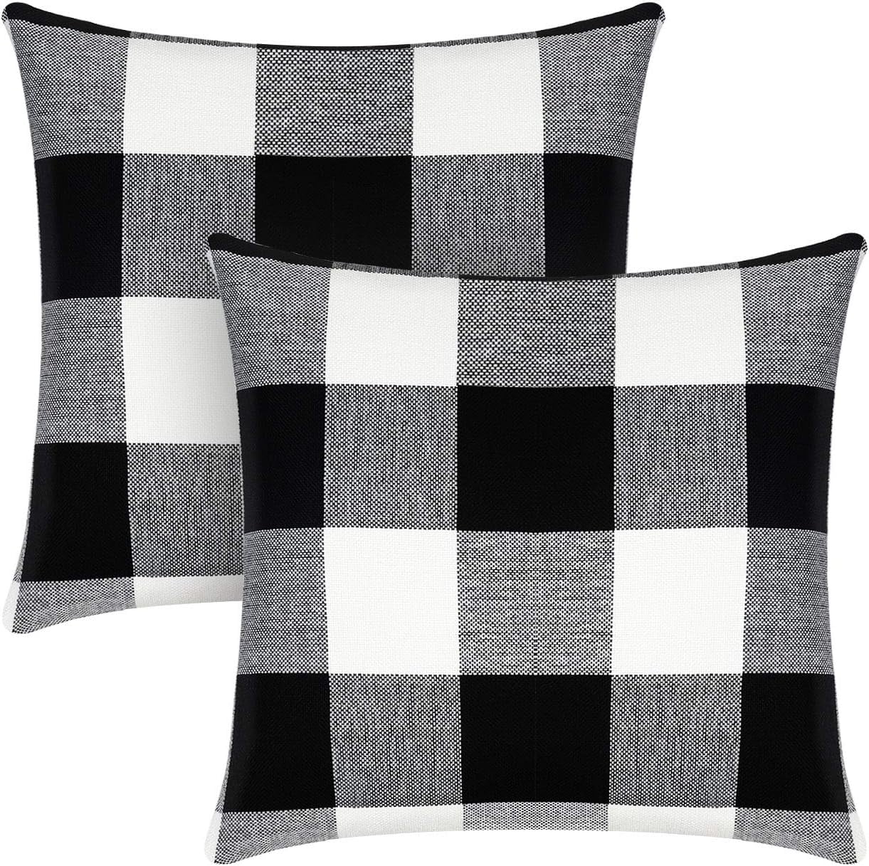 Black and White Buffalo Check Polyester Pillow Covers, 18 x 18 inches