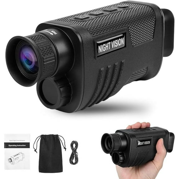 BekinTek Handheld Night Vision Monocular Rechargeable Telescope Infrared Goggles Full Dark Observing 7x IR Adjustment 8x Digital Zoom 1080P Video Recording 8M Photo Support PC Control with 32G TF Card