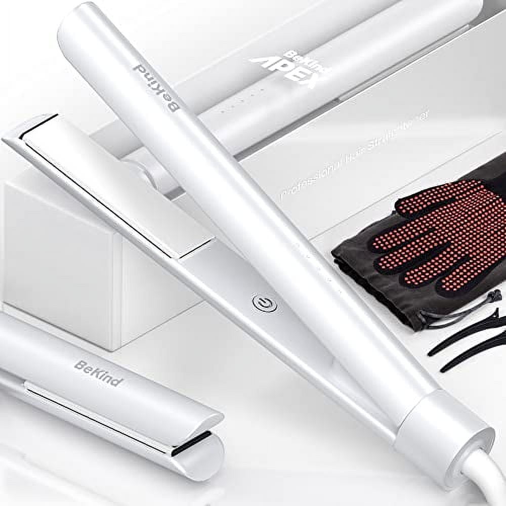 Bekind Apex 2-in-1 Hair Straightener Flat Iron | 1 450F Straightener & Curler for All Hairstyles | UltraSmooth Tech | 15s Fast Heating & Temp Memory | 30-in-1 Gift Set for Girls Women (Arct