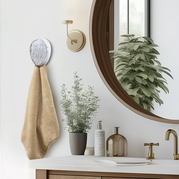 Bekitchen Hand Towel Holder Set of 2 - Magic Bathroom Towel Rack- Kitchen Towel Holder - Peel and Stick Towel Holder for Kitchen, Bathroom, Home Decor, Rustic White