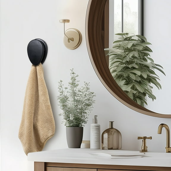 Bekitchen Magic Black Towel Holders - Adhesive Towel Rack Set of 2 - Kitchen Towel Holder - Bathroom Towel Holder Wall Mount - Peel And Stick Quick Drying