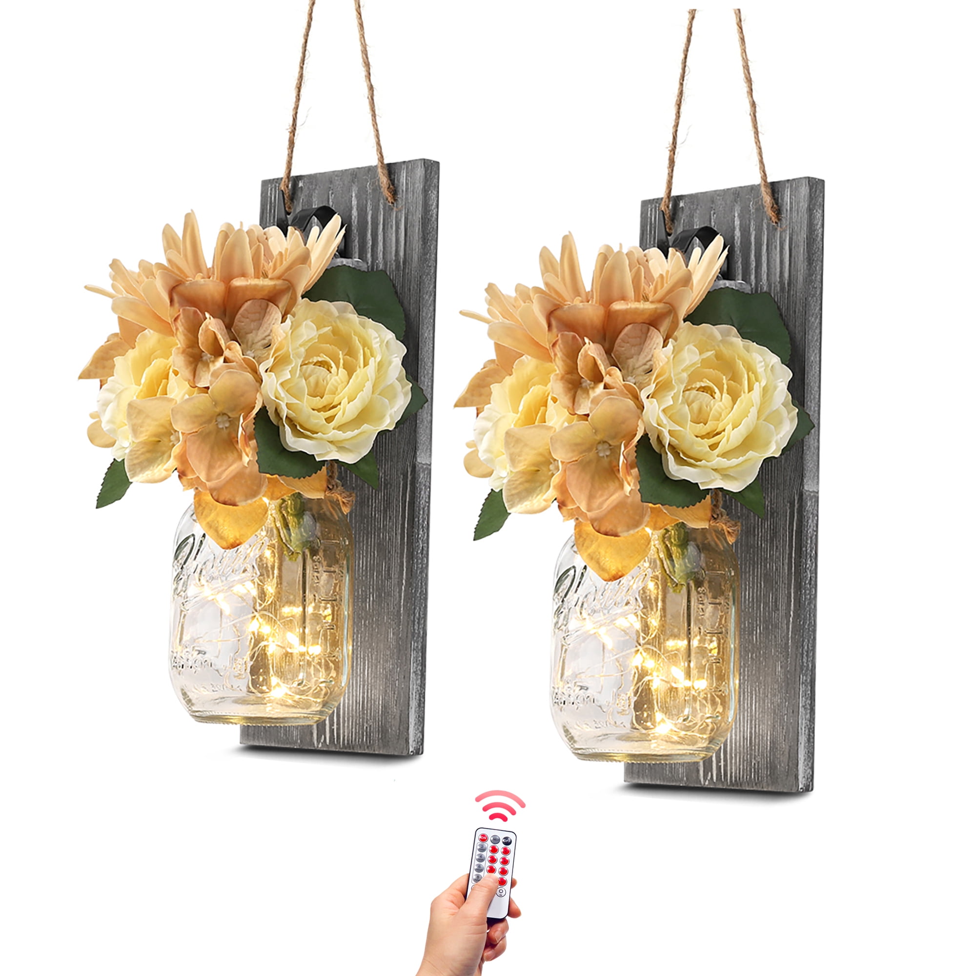 Bekitchen Mason Jar Wall Decor Set of 2, Wall Hangings For Living Room ...