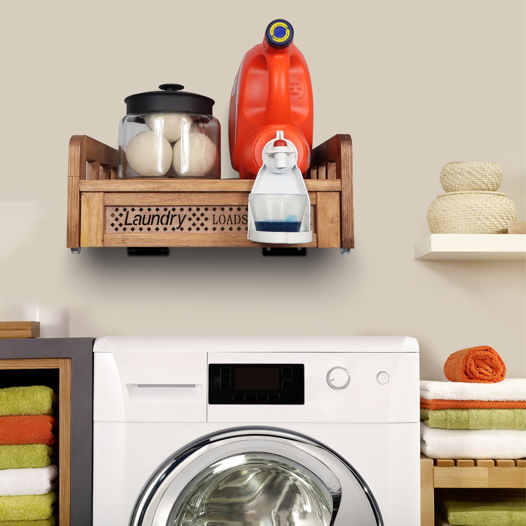 Bekitchen Wall Mounted Wood Laundry Soap Holder Station, Farmhouse ...