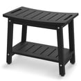 thumbnail image 1 of Bekvem Waterproof HDPE Shower Bench with Handle, Shelf and Adjustable Feet, Black, Large, 1 of 9
