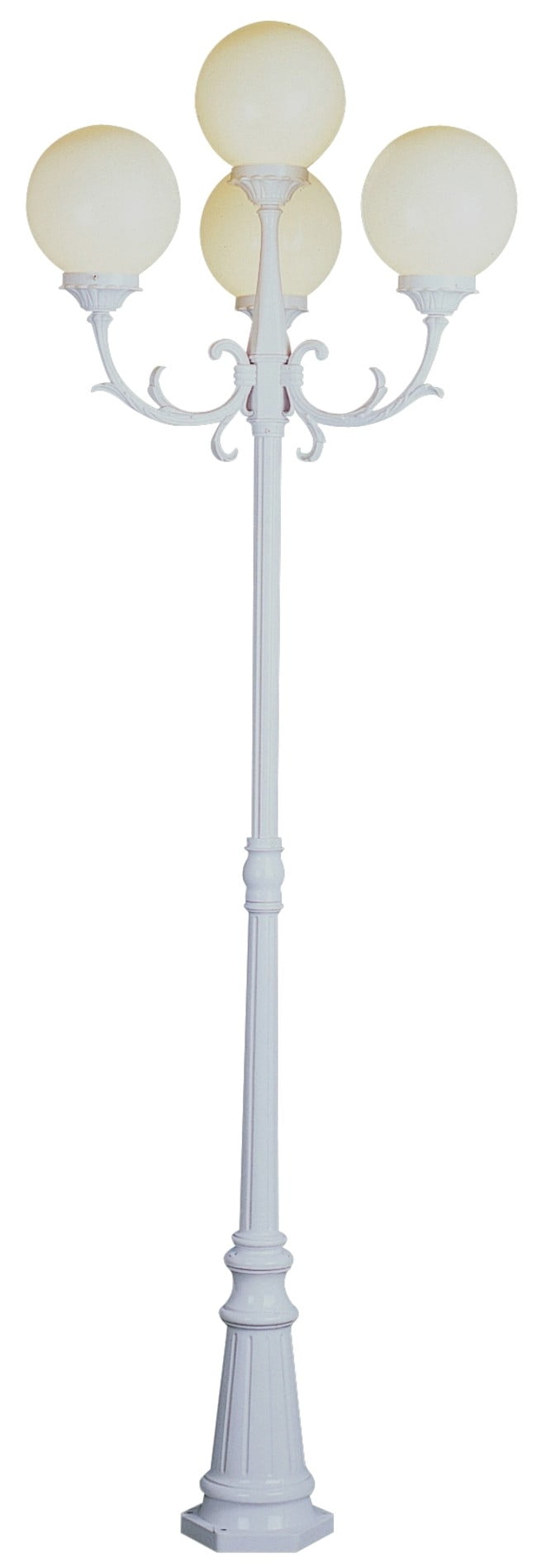 Classic White Cast Aluminum Outdoor Lamp Post - 89" Height
