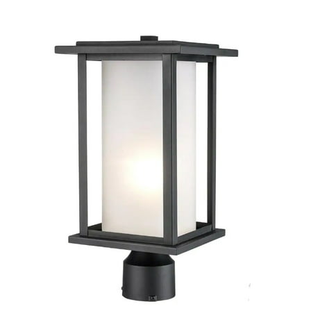 Bel Air Lighting Shaakar Black Outdoor Lamp Post Lantern Mount w/Frosted Glass