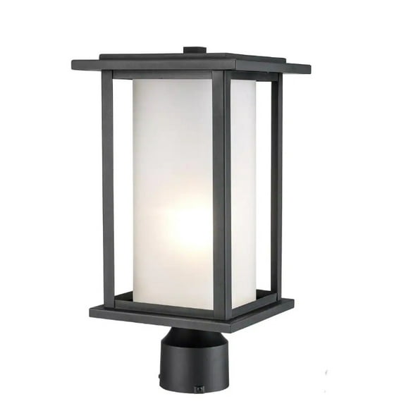 Bel Air Lighting Shaakar Black Outdoor Lamp Post Lantern Mount w/Frosted Glass