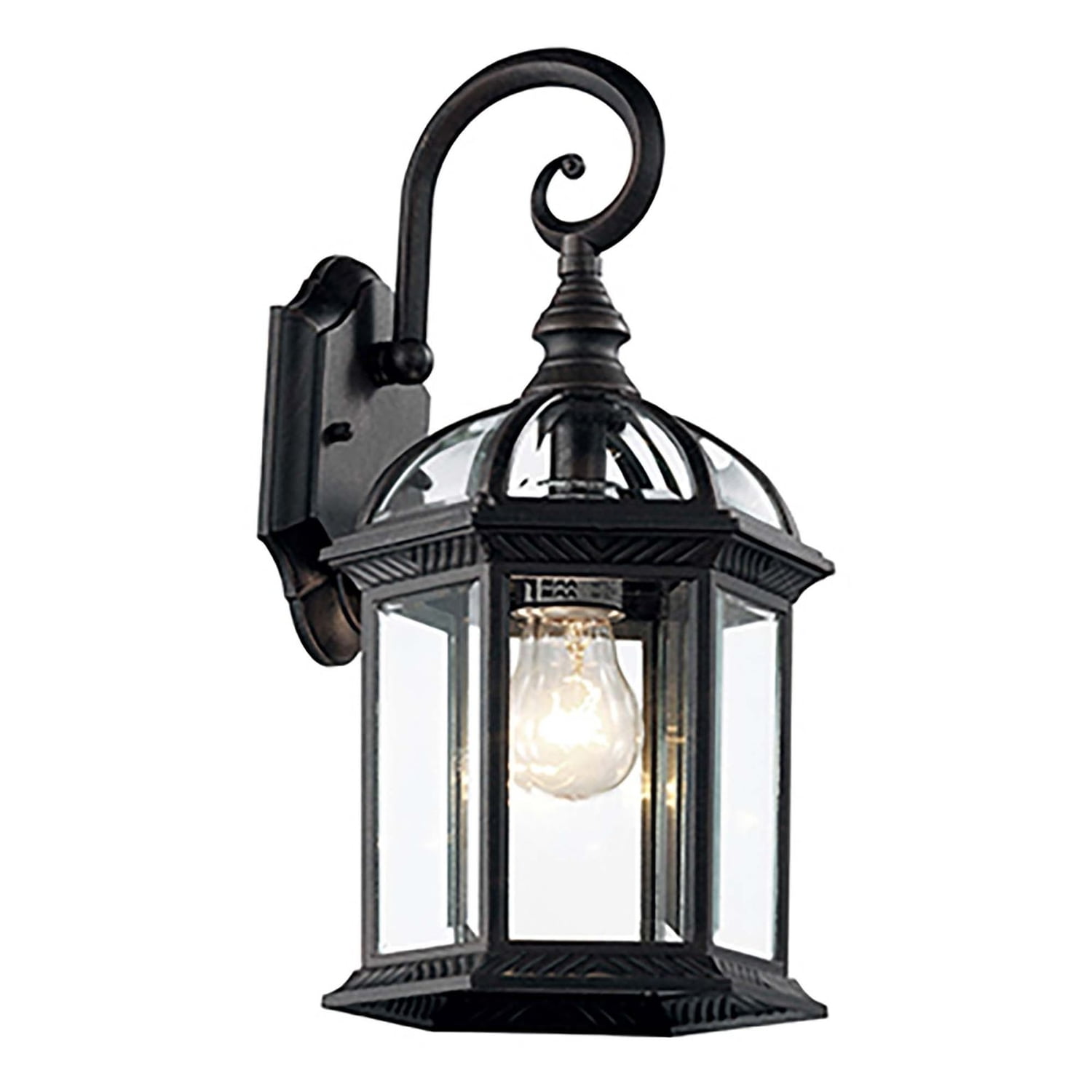 Bel Air Lighting Wall Mount 1-Light Outdoor Black Coach Lantern with Clear Glass
