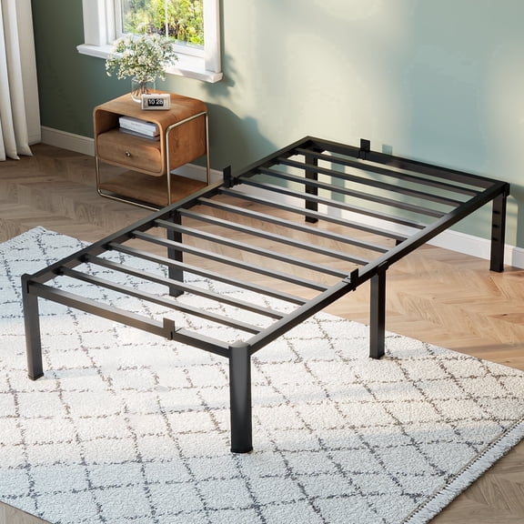 Bel Ark 14" Twin Bed Frame, Heavy Duty Metal Bed Frame with Underbed Storage, No Box Spring Required,Easy Assembly, Black
