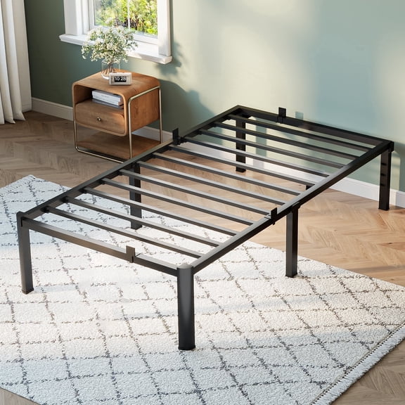 Bel Ark 14" Twin Bed Frame, Heavy Duty Metal Bed Frame with Underbed Storage, No Box Spring Required,Easy Assembly, Black