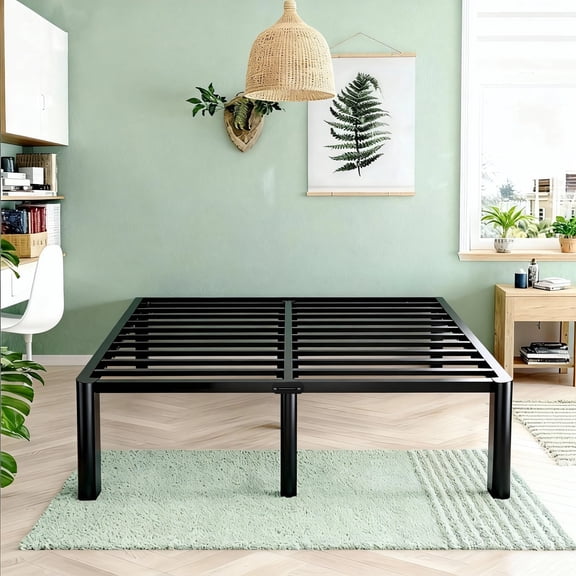 Bel Ark Metal Bed Frame,Full Size Heavy Duty Platform Bed with Underbed Storage, 18-Inch High Steel Slat Support,Black
