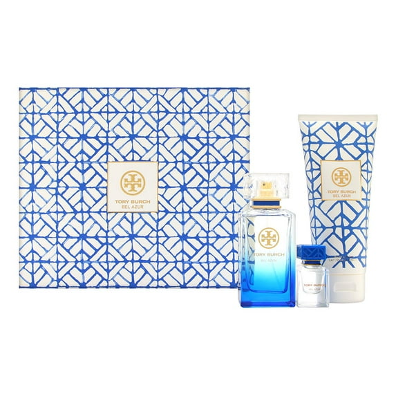 Bel Azur by Tory Burch for Women 3 Piece Gift Set Includes: 3.4 fl oz Eau De Parfum Spray + .24 fl oz Eau De Parfum Deluxe Mini + 6.7 fl oz Body Lotion