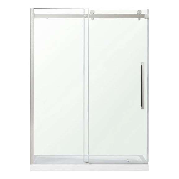 Bel Brushed Nickel Alcove Shower Kit Base and Door 36" x 60" x 81 in.