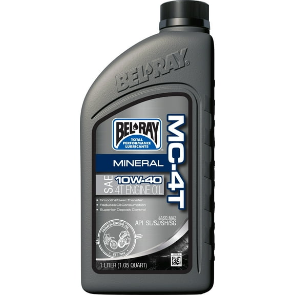 Bel-Ray MC-4T 20W-50 Mineral 4-Stroke Motorcycle Engine Oil, 1 Liter (99405-BT1LA)