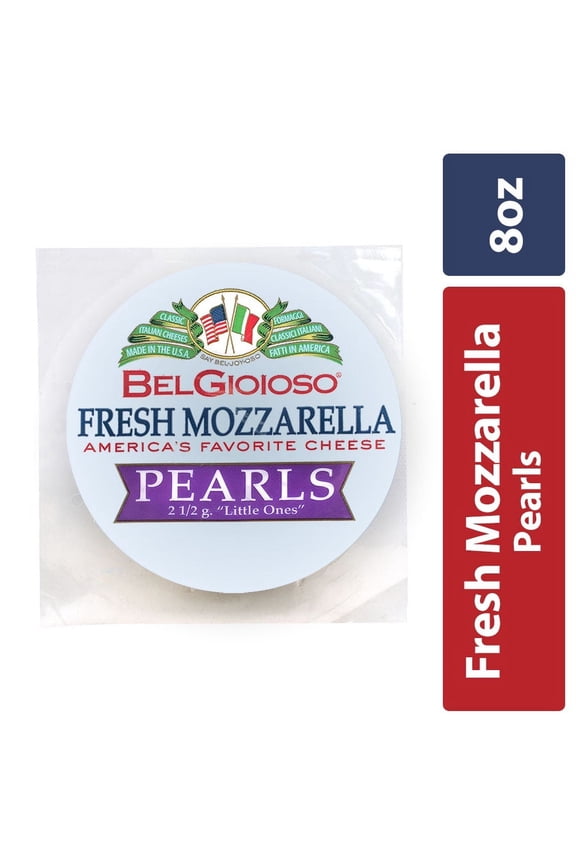 Fresh Mozzarella Cheese Pearls Mini Snacking Cheese, 8 oz Refrigerated Plastic Packet