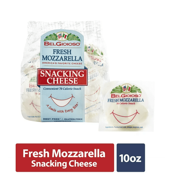 BelGioioso Fresh Mozzarella Snacking Cheese, plastic sealed Specialty Cheese Snack Packs, 10 oz