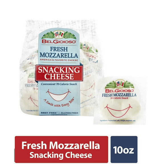 BelGioioso Fresh Mozzarella Snacking Cheese, plastic sealed Specialty Cheese Snack Packs, 10 oz