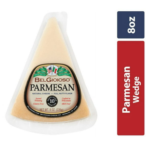 BelGioioso Parmesan Cheese Wedge Specialty Hard Cheese, 8 oz Refrigerated Plastic Packet