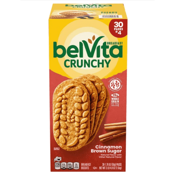 BelVita Breakfast Biscuit, Cinnamon Brown Sugar, 1.76 oz, 30-count